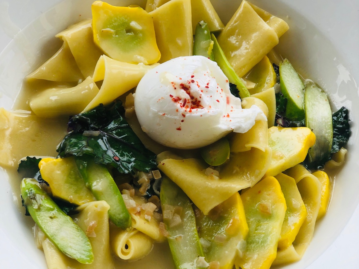 Farmer’s Market Pasta with Poached Egg